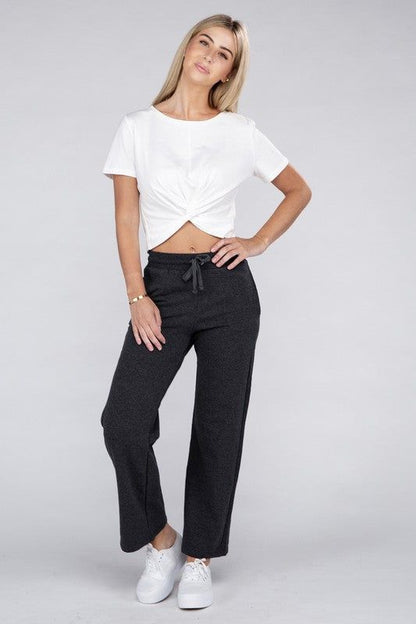 Women's Lounge Wide Pants with Drawstrings - us.meeeshop