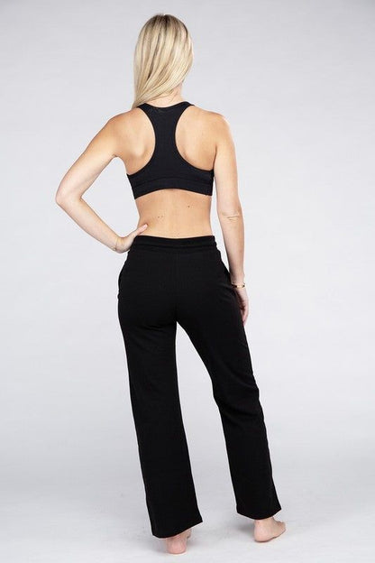 Women's Lounge Wide Pants with Drawstrings - us.meeeshop