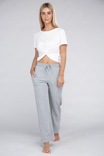 Women's Lounge Wide Pants with Drawstrings - us.meeeshop