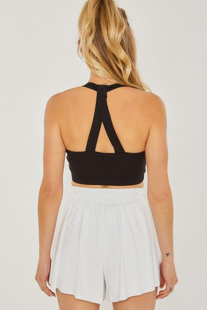 Love Tree Activewear Crop Halter Back Detail Top us.meeeshop - 