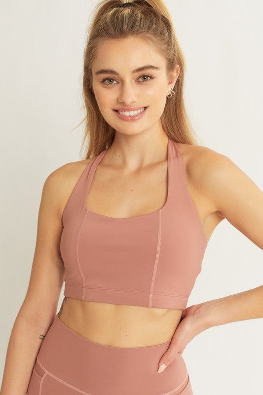 Love Tree Activewear Crop Halter Back Detail Top us.meeeshop - Shirts & Tops