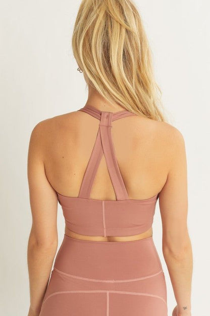 Love Tree Activewear Crop Halter Back Detail Top us.meeeshop - 