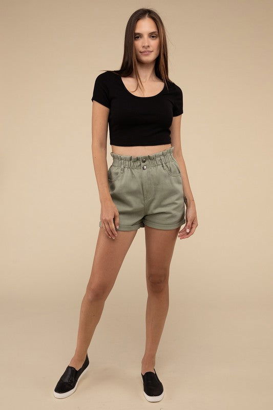 Love Tree Double Buttoned Waistband Denim Shorts us.meeeshop - 