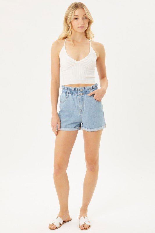 Love Tree Double Buttoned Waistband Denim Shorts us.meeeshop - 