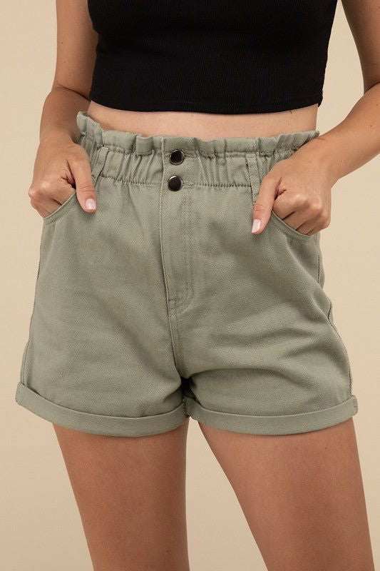 Love Tree Double Buttoned Waistband Denim Shorts us.meeeshop - 