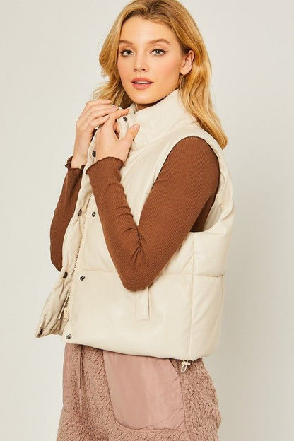 Love Tree PU Padded Vest us.meeeshop - 