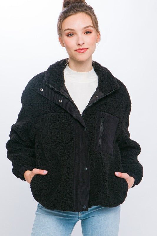 Love Tree Sherpa Puffer Jacket us.meeeshop - Coats & Jackets