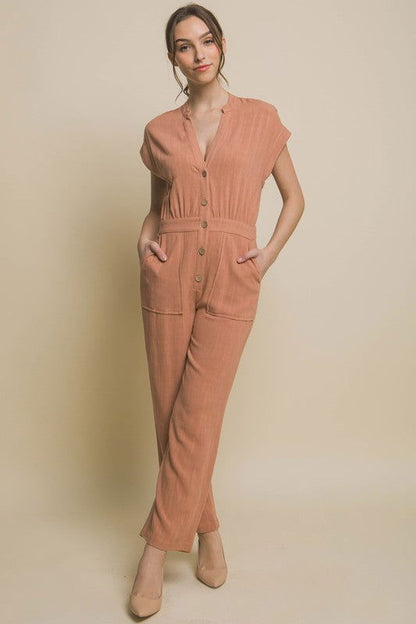 Love Tree V-Neck Pocketed Jumpsuit us.meeeshop - Jumpsuits & Rompers