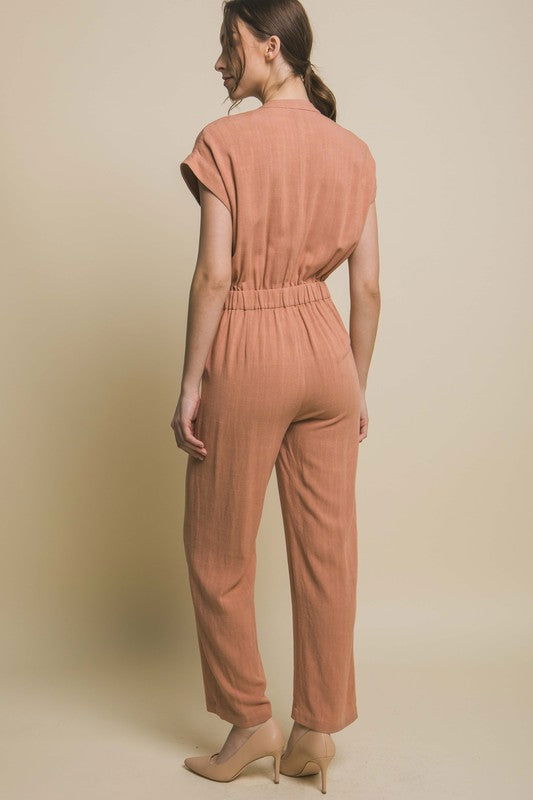 Love Tree V-Neck Pocketed Jumpsuit us.meeeshop - 