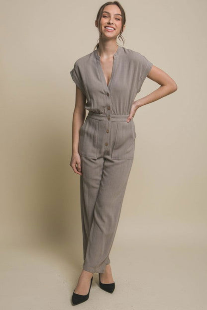 Love Tree V-Neck Pocketed Jumpsuit us.meeeshop - 