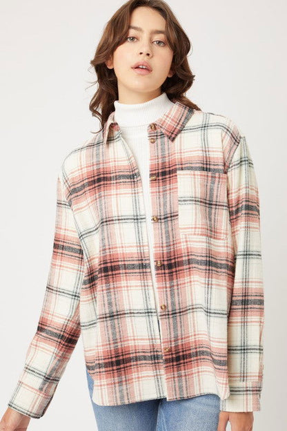 Love Tree Women's Flannel Top us.meeeshop - Shirts & Tops