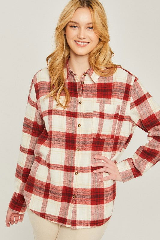 Love Tree Women's Flannel Top us.meeeshop - 