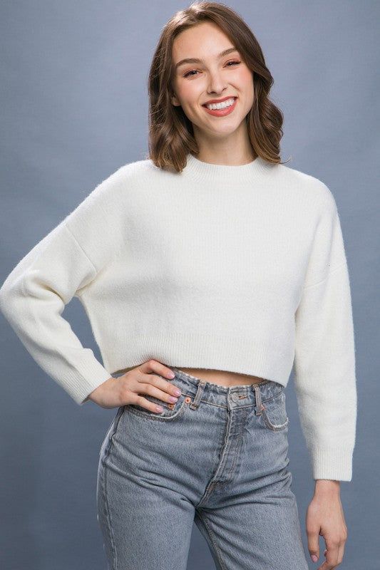 Love Tree Wool Blend Cropped Sweater Top us.meeeshop - 