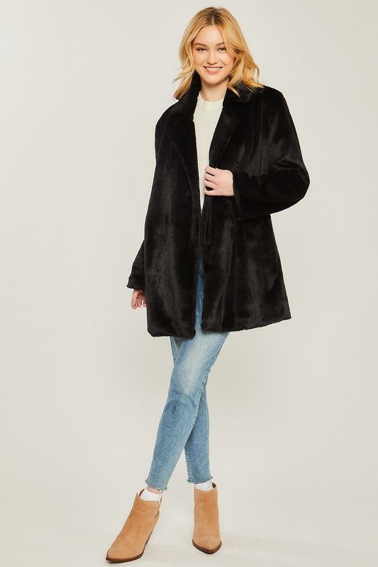 Love Tree Woven Solid Teddy Collar Coat us.meeeshop - Coats & Jackets