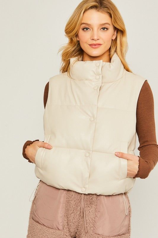 Love Tree PU Padded Vest - us.meeeshop