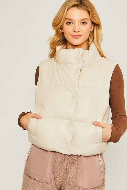 Love Tree PU Padded Vest - us.meeeshop