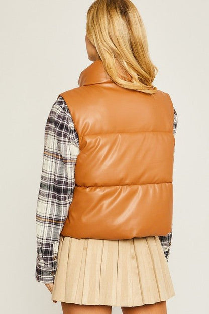 Love Tree PU Padded Vest - us.meeeshop