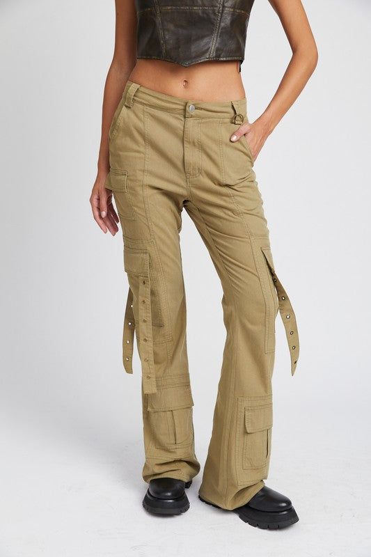 Low Waist Cargo Flared Pants us.meeeshop - Pants