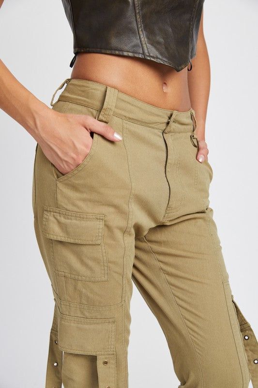 Low Waist Cargo Flared Pants us.meeeshop - 