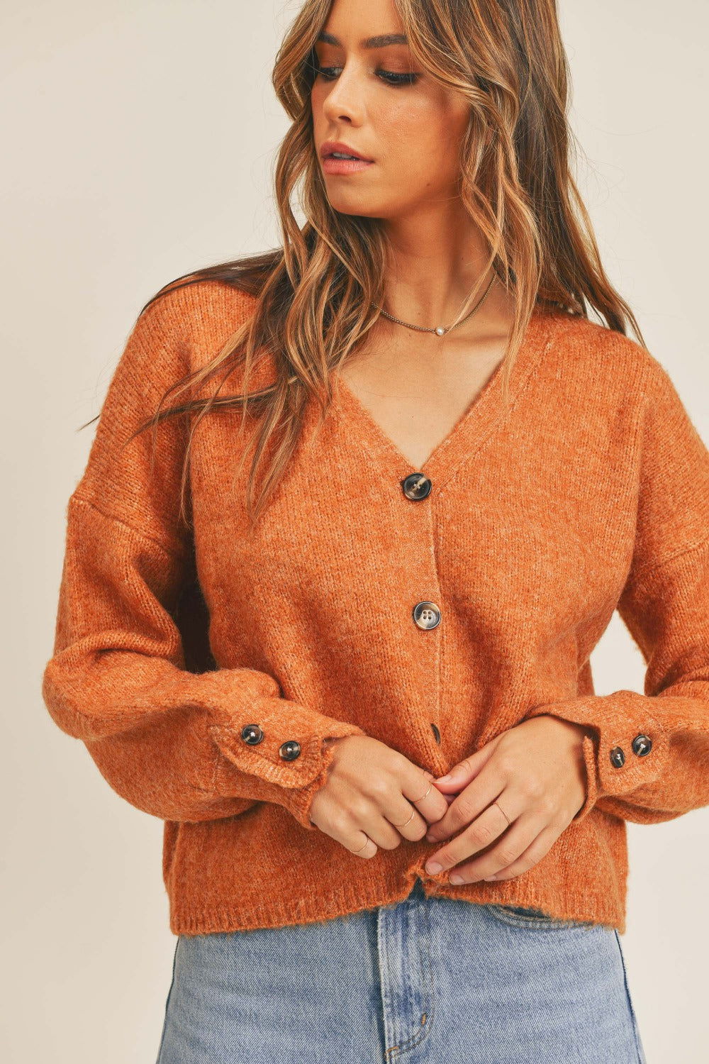 MABLE Long Sleeve Button Down Sweater Cardigan us.meeeshop - Shirts & Tops