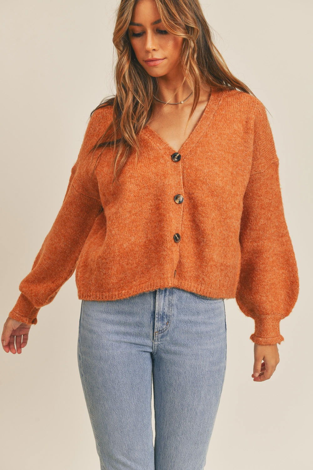 MABLE Long Sleeve Button Down Sweater Cardigan us.meeeshop - 