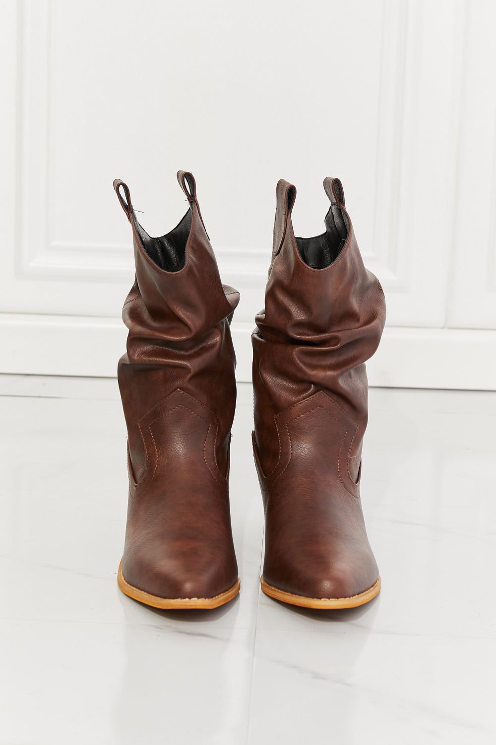 MMShoes Better in Texas Scrunch Cowboy Boots in Brown us.meeeshop - 