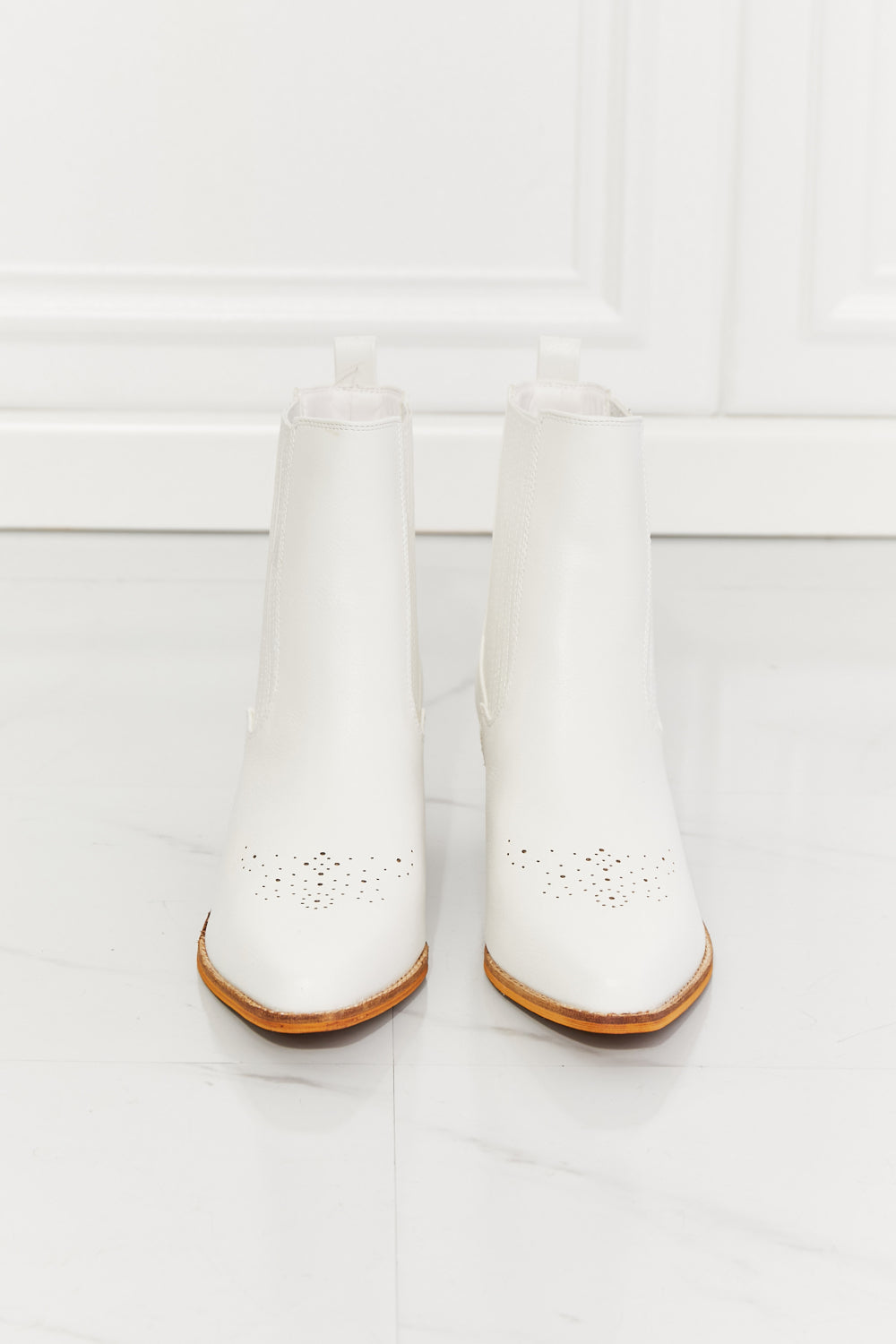MMShoes Love the Journey Stacked Heel Chelsea Boot in White | us.meeeshop