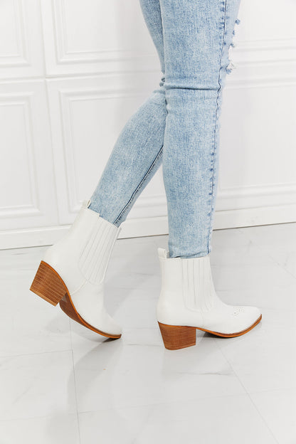 MMShoes Love the Journey Stacked Heel Chelsea Boot in White | us.meeeshop