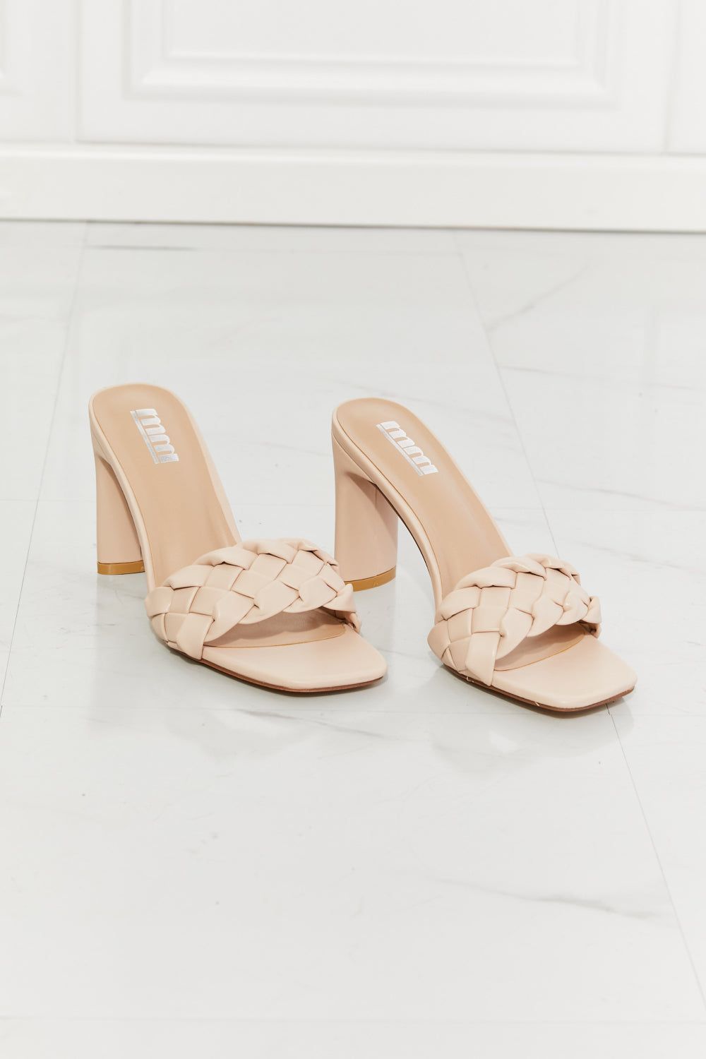 MMShoes Top of the World Braided Block Heel Sandals in Beige us.meeeshop - 