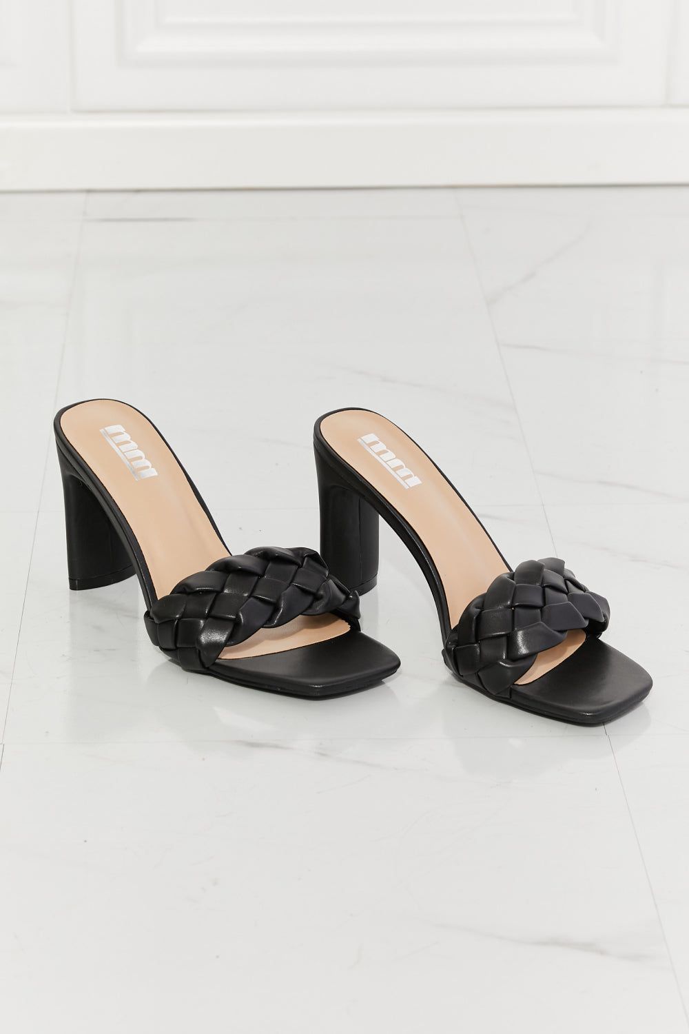 MMShoes Top of the World Braided Block Heel Sandals in Black us.meeeshop - 