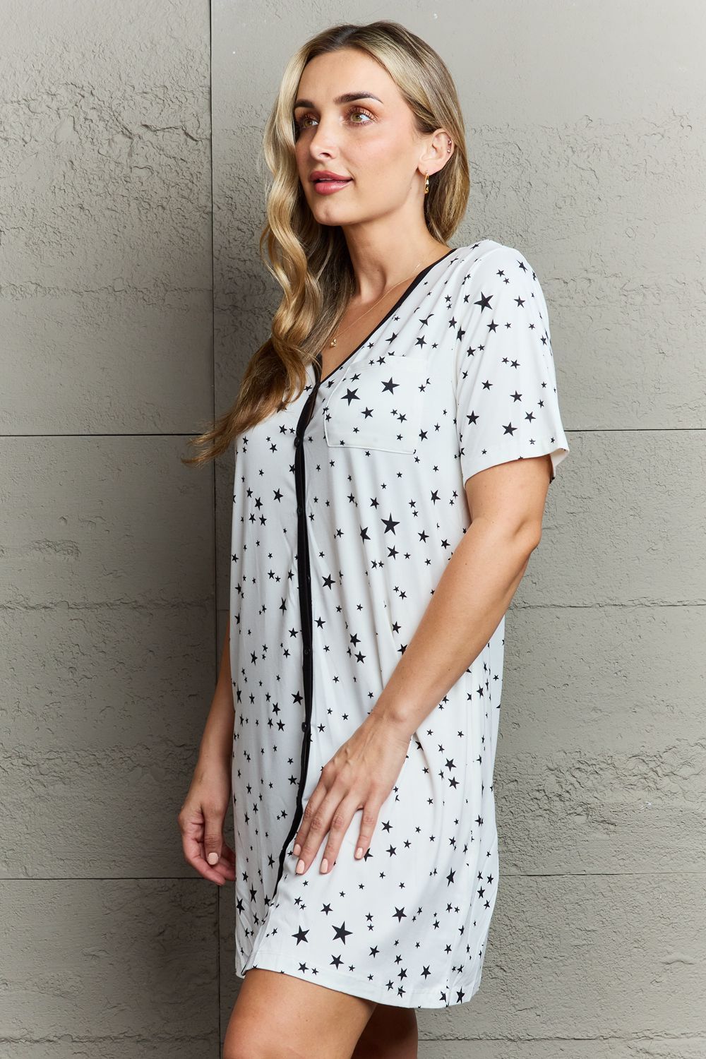 MOON NITE | Quilted Quivers Button Down Sleepwear Dress us.meeeshop - 