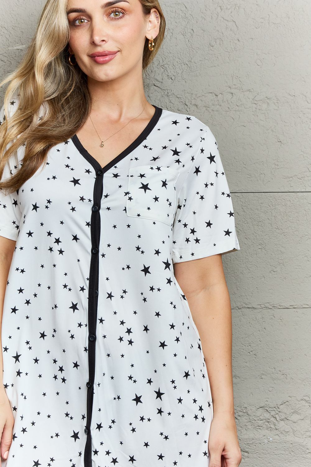 MOON NITE | Quilted Quivers Button Down Sleepwear Dress us.meeeshop - 