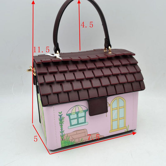 Madeline Love Whimsical House Shaped Top Handle Crossbody Handbag