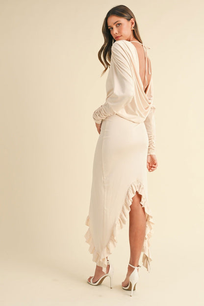 Mable Backless Asymmetric Ruffle Hem Dress us.meeeshop - 