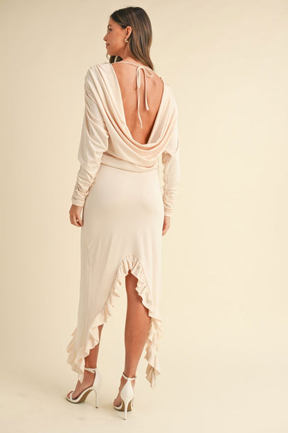 Mable Backless Asymmetric Ruffle Hem Dress us.meeeshop - 