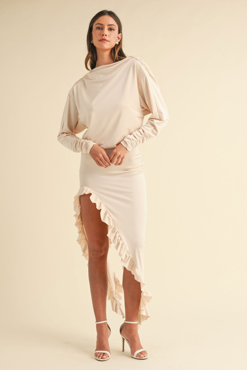 Mable Backless Asymmetric Ruffle Hem Dress us.meeeshop - Dresses