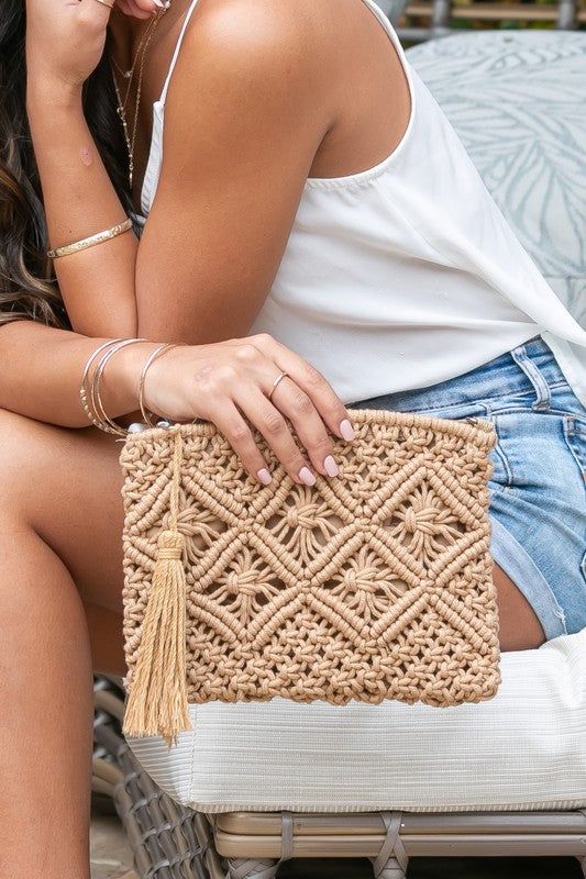 Macrame Tassel Clutch us.meeeshop - Handbags