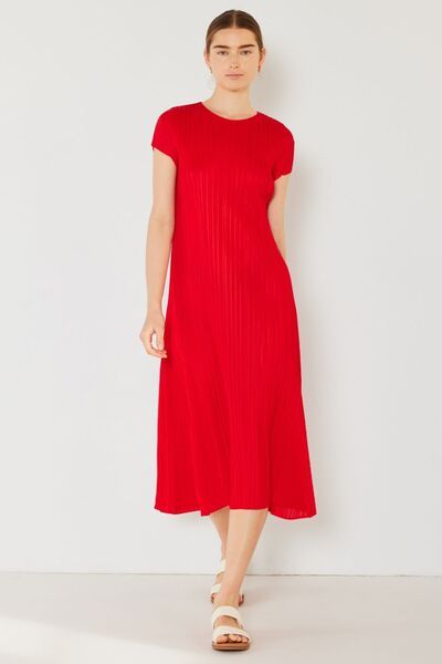 Marina West Swim Pleated Cap Sleeve A-Line Dress - us.meeeshop