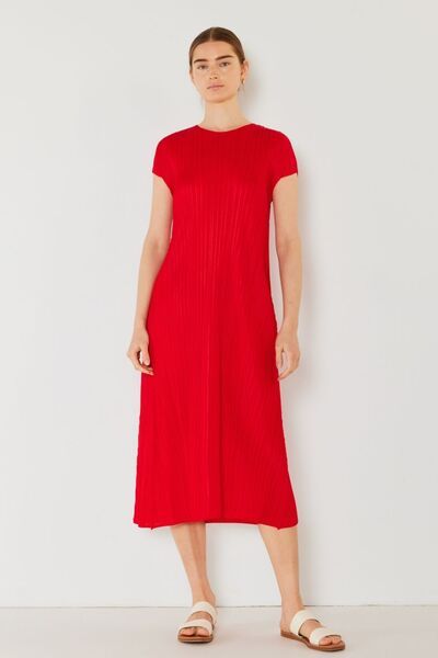 Marina West Swim Pleated Cap Sleeve A-Line Dress - us.meeeshop