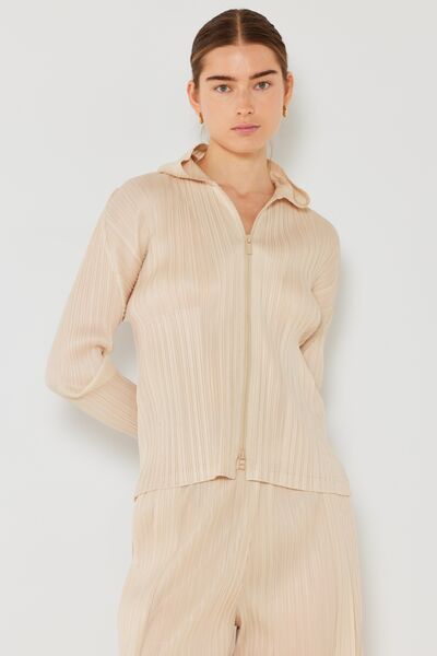 Marina West Swim Pleated Hood Jacket with 2 Way Zipper - us.meeeshop