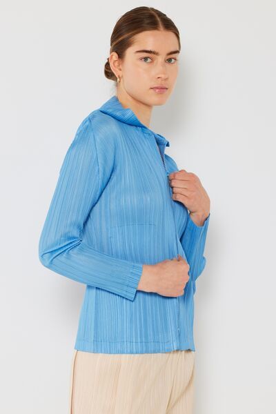 Marina West Swim Pleated Hood Jacket with 2 Way Zipper - us.meeeshop