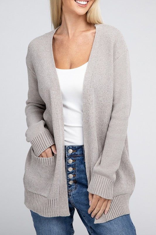 Women's Melange Open Front Sweater Cardigan - us.meeeshop