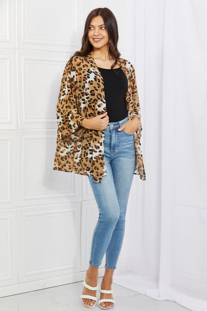 Melody Wild Muse Full Size Animal Print Kimono in Camel us.meeeshop - 