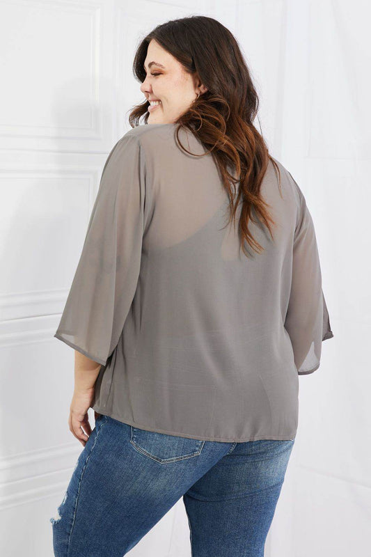 Melody Just Breathe Full Size Chiffon Kimono in Grey - us.meeeshop