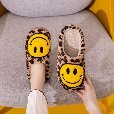 Melody Smiley Face Leopard Slippers - us.meeeshop