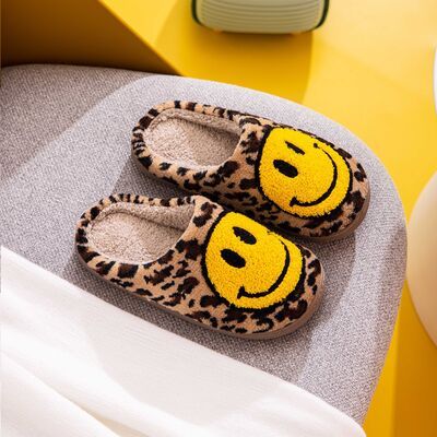 Melody Smiley Face Leopard Slippers - us.meeeshop