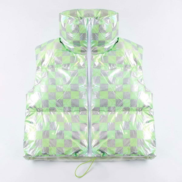 Metallic puffer vest us.meeeshop - 