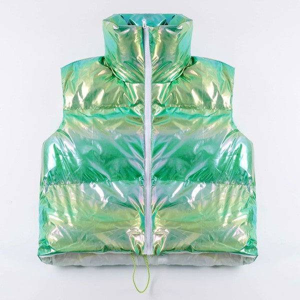 Metallic puffer vest us.meeeshop - 