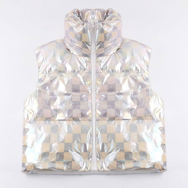 Metallic puffer vest us.meeeshop - 