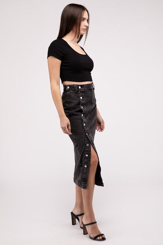 Midi Denim Skirt us.meeeshop - 